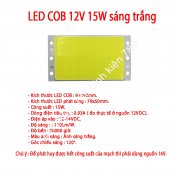 Chip LED COB siêu sáng 12V 15W sáng trắng